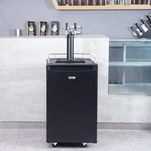 VEVOR Beer Kegerator with dual taps and CO2 cylinder, perfect for home draft beer lovers