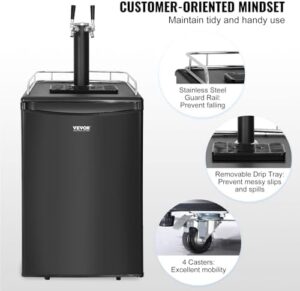 VEVOR Beer Kegerator with dual taps and CO2 cylinder, perfect for home draft beer lovers