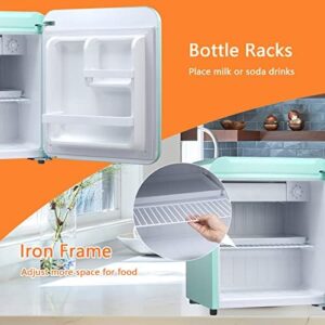Antarctic Star Compact Refrigerator Mini Fridge, Green color, ideal for bedroom, office, dorm, garage with freezer, bottle racks, drip tray, and defrost button  