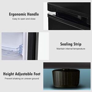 GOFLAME Compact Refrigerator with removable glass shelves and adjustable thermostat