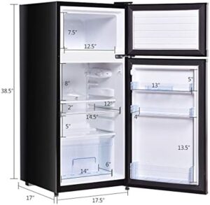 GOFLAME Compact Refrigerator with removable glass shelves and adjustable thermostat