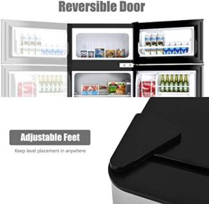 GOFLAME Compact Refrigerator with Freezer, Grey - Perfect for Home and Office