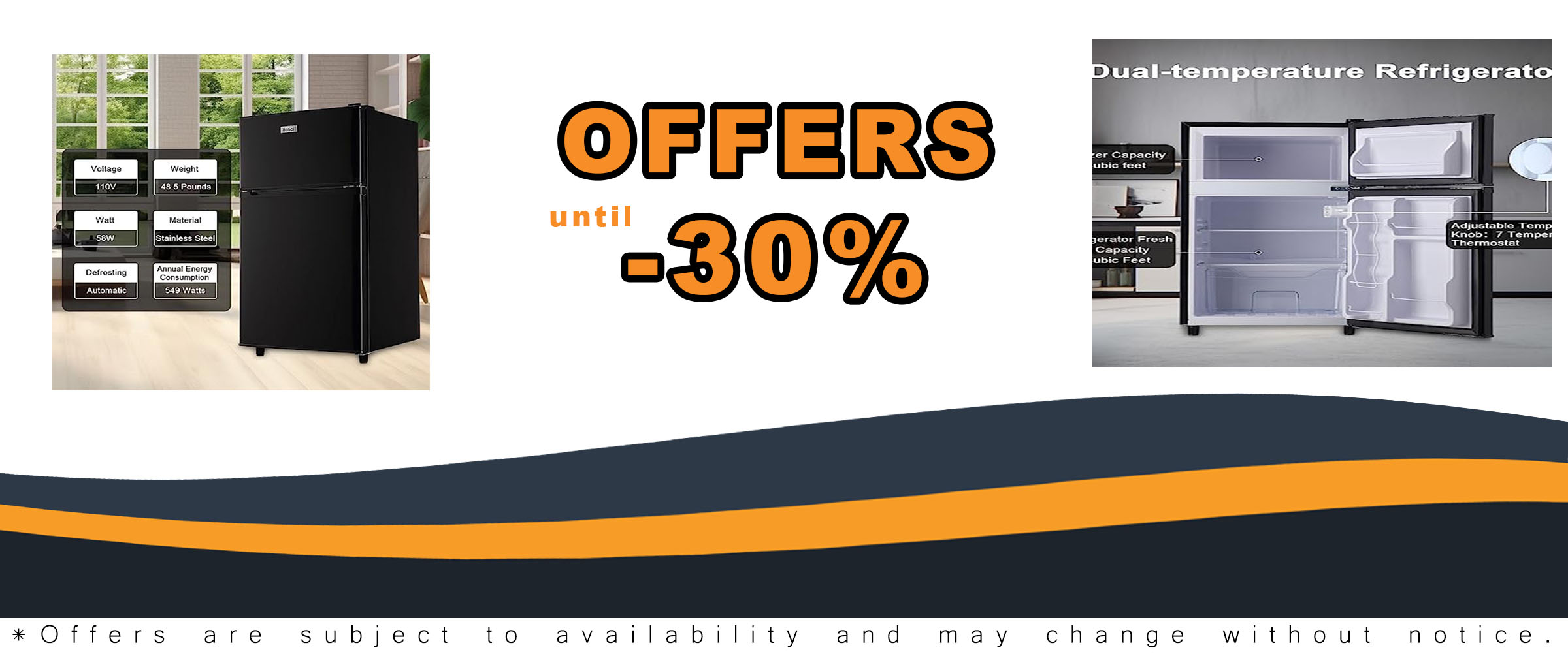 WANAI Compact Refrigerator 3.5 Cu.Ft with 2 Door Design, Adjustable Thermostat, and Removable Shelves