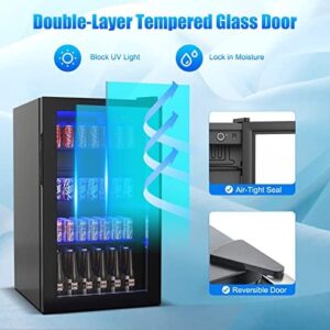 ARLIME Beverage Refrigerator 120 Can Mini Fridge Cooler with Glass Door and Adjustable Shelves