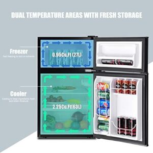 GOFLAME Compact Refrigerator with Freezer in Black, ideal for apartments and offices  