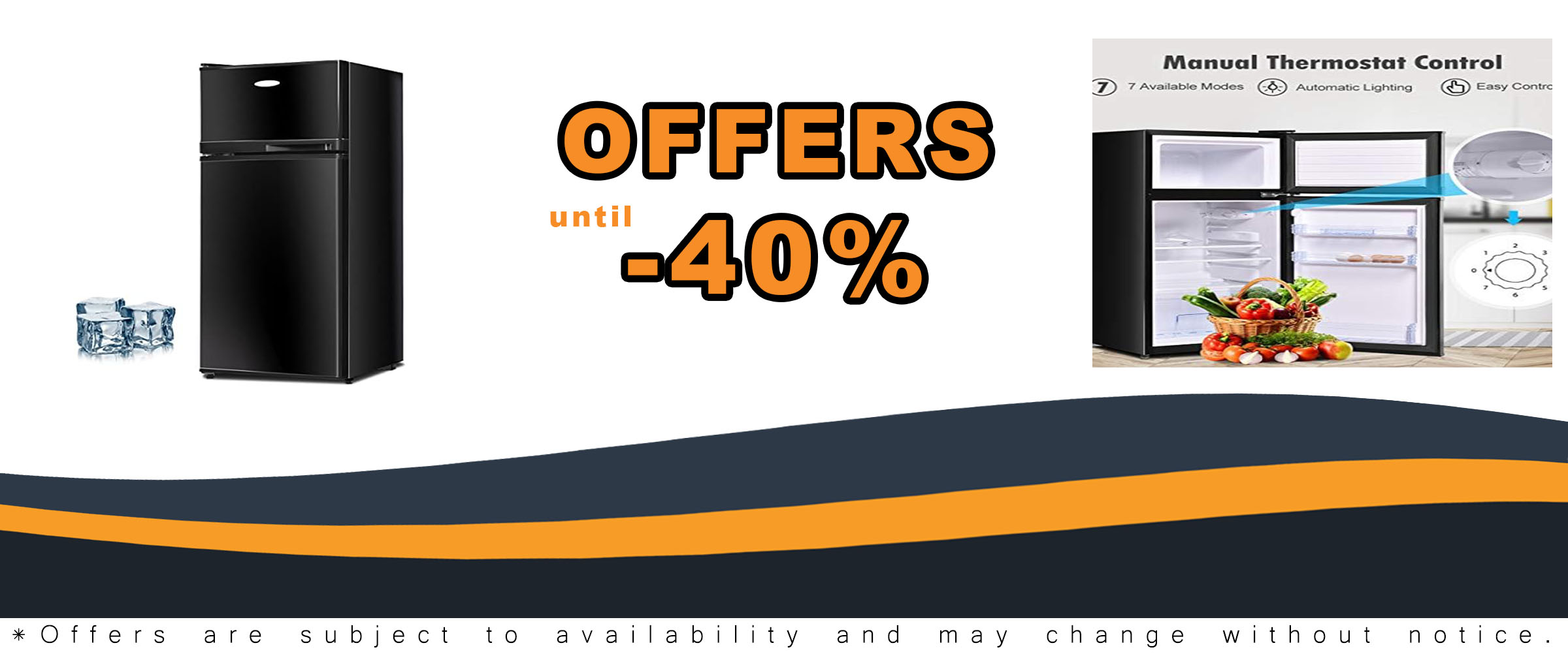 Ererboom 3.4 Cu.Ft Mini Fridge with Freezer, Black, placed in a modern office space