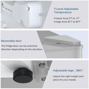 Havato Small Refrigerator with Freezer - 3.2 Cu.ft Compact Fridge with 7-Level Adjustable Temperature  