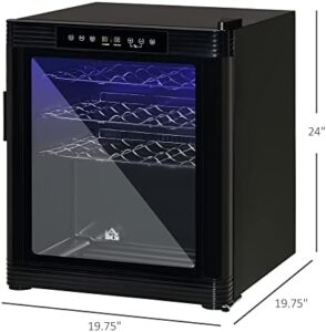 HOMCOM Wine Cooler with 18 Bottle Capacity, Mini Beverage Fridge, Digital Temperature Control, LED Lighting, and Glass Door