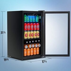 Deco Chef Beverage 118-Can Beverage Refrigerator with Glass Door, Digital Temperature Control, and Cooling Convection Fan