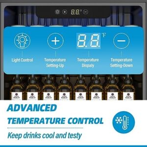 Erivess Compact Freestanding Beverage Refrigerator with Glass Front Door and Digital Display  