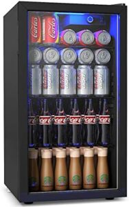 DORTALA 120 Can Beverage Refrigerator with Glass Door, perfect for soda, beer, and wine storage  