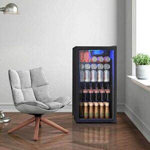 DORTALA 120 Can Beverage Refrigerator with Glass Door, perfect for soda, beer, and wine storage  