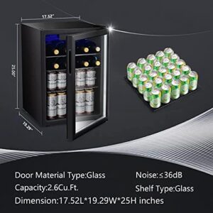 Antarctic Star 2.6cu.ft Wine Cooler with Clear Front Glass Door and Adjustable Temperature