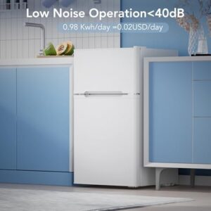 Electactic 3.1 Cu.Ft Small Fridge with Freezer, Compact Refrigerator for Bedroom, Dorm, or Apartment