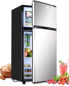 KRIB BLING 3.5Cu.Ft Compact Refrigerator Silver Mini Fridge with Freezer