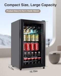 EUASOO Beverage Refrigerator Cooler with Glass Door, perfect for offices and bars