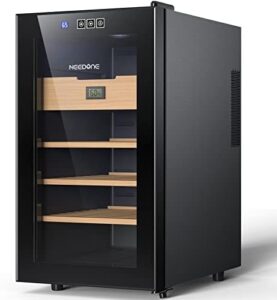 NEEDONE 300 Count Cabinet with Spanish Cedar Wood Shelves, Hygrometer, and LED Lighting