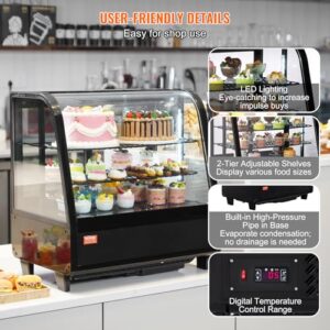 VEVOR Refrigerated Display Case with LED lighting and turbo cooling, ideal for displaying pastries and refrigerated items
