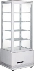INTSUPERMAI Commercial Glass Refrigerated Cake Display Case with LED Lighting and Automatic Defrost  
