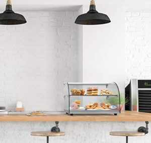 KoolMore 22" Commercial Countertop Bakery Display Case with Front Curved Glass and Rear Door - showcasing baked goods
