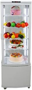 INTSUPERMAI 110V Glass Refrigerated Cake Beverage Display Case showcasing cakes and beverages