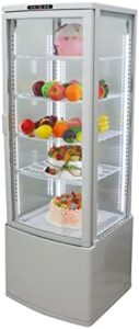 INTSUPERMAI 110V Glass Refrigerated Cake Beverage Display Case showcasing cakes and beverages