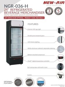 NEW AIR NGR-036-H Commercial Refrigerator with Single Glass Door for Convenience Stores and Cafés  