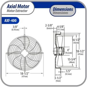 Appli Parts Axial Fan Motor Guard Mounted 15-3/4in with 270W motor and 1510rpm for cold room evaporators and condensing units.