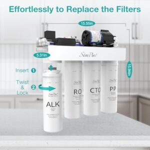 SimPure Alkaline Reverse Osmosis Water Filter with 8-stage filtration and built-in pump