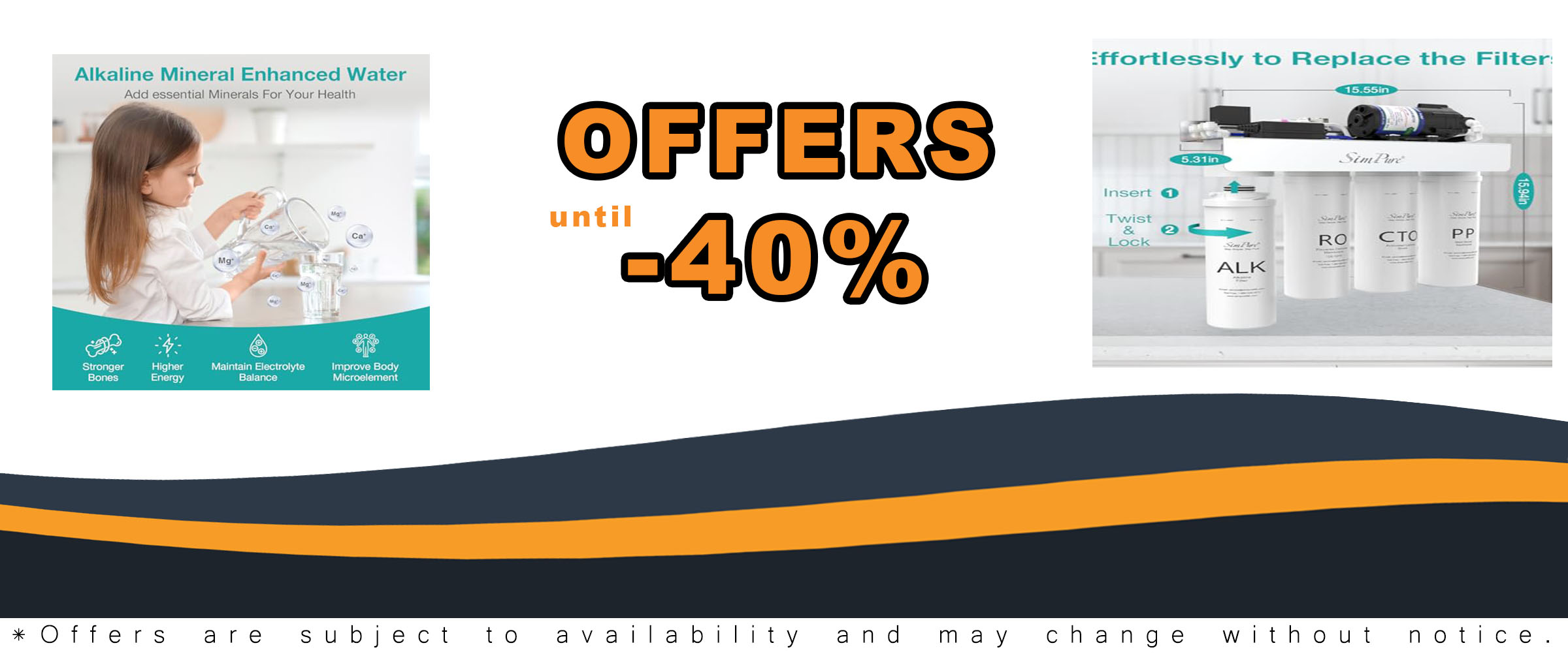 SimPure Alkaline Reverse Osmosis Water Filter with 8-stage filtration and built-in pump