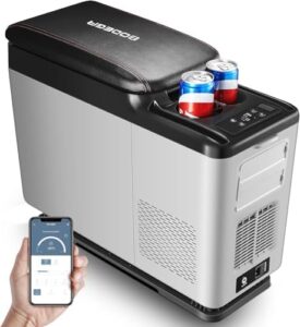 BODEGA 12 Volt Mini Refrigerator, 16 Quart Portable Fridge for Cars and Road Trips
