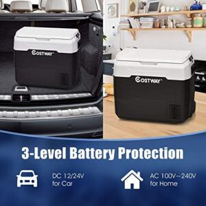 Costway Car Refrigerator Portable, 42 Quarts AC/DC Compressor Freezer Cooler with Telescopic Handle