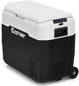 Costway Car Refrigerator Portable, 42 Quarts AC/DC Compressor Freezer Cooler with Telescopic Handle