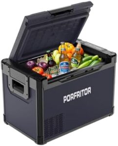 PORFRITOR 12 Volt Refrigerator, 32QT (30L) Electric Cooler, Portable Freezer with LCD Touch Control for Camping, Travel, and Home