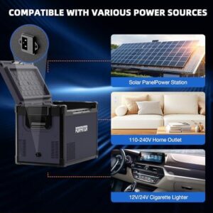 PORFRITOR 12 Volt Refrigerator, 32QT (30L) Electric Cooler, Portable Freezer with LCD Touch Control for Camping, Travel, and Home