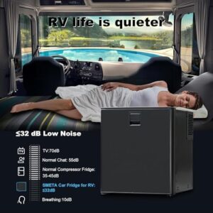 SMETA RV Fridge 12V 24V DC Fridge Electric 2.1 cuft/60L with Built-in Freezer