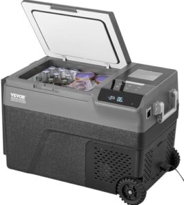 VEVOR Portable Car Refrigerator, with Ice Making Function, 12 Volt Car Refrigerator Fridge, 37 QT Single Zone Portable Freezer, -4℉-68℉ Adjustable Temperature, with Casters for Camping, Car, RV