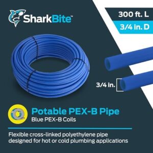 SharkBite U870B300 3/4-Inch PEX Tubing, 300 Feet, Blue, for Residential and Commercial Potable Water Applications