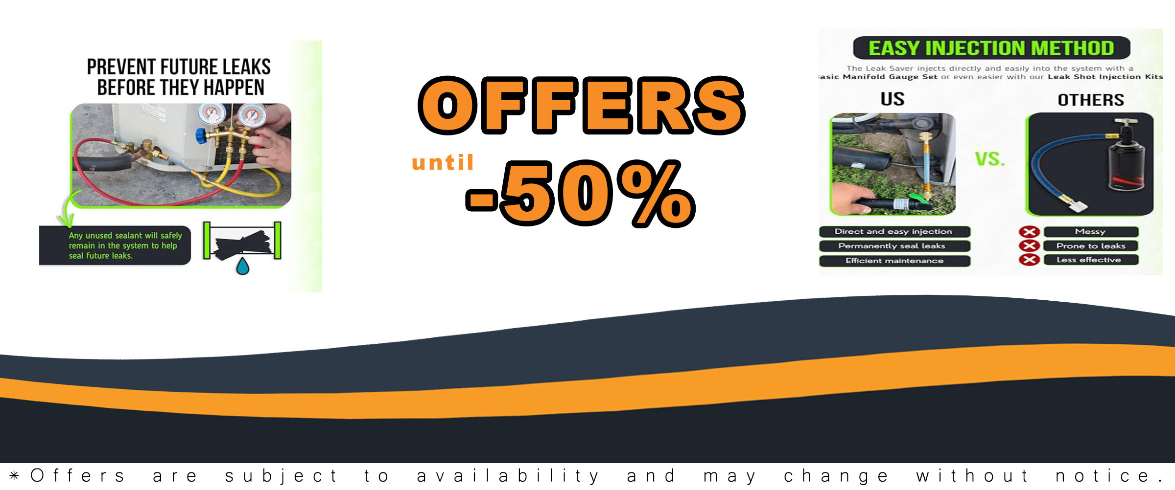 Leak Saver Direct Inject AC Leak Sealer Small System | AC Stop Leak for Most HVAC Systems Up to 1 Ton | Works with All Systems & AC Refrigerants | Made in The USA, 6 Pack