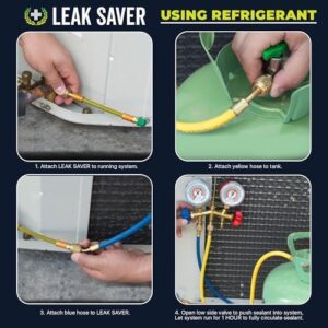 Leak Saver Direct Inject Small System with UV Dye - Refrigerant Leak Sealer - Detects Large Leaks - Ideal for Most Small Home Appliances and HVAC Systems up to 1 Ton - Proudly Made in The USA, 6 Pack