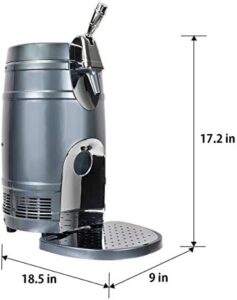 Koolatron 5L Mini Beer Keg Cooler with Dual Taps for Gravity or Pressurized Top Dispensing Kegs, Includes 12V DC and 110V AC Adaptor, Black (KTB05BN)
