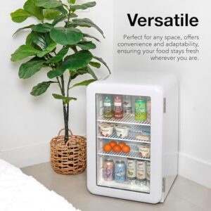 Cooluli Decor 2.4 cu ft Compact Mini Fridge with Glass Door - Beverage Cooler - Small Refrigerator for Bedroom, Office, Dorm - Ideal for Soda Drinks, Beer - Digital Temperature Control (White)