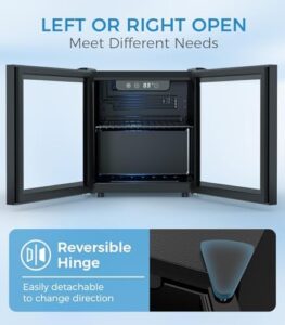 Joy Pebble 1.3 Cu.ft Beverage Refrigerator Cooler,55 Can 12Bottle Freestanding Mini Fridge with Glass Door for Beer Soda Wine,Small Drink Dispenser with Digital Temperature Display for Bar Office Home