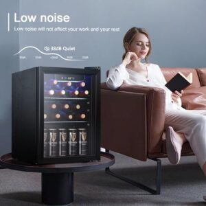 Antarctic Star Beverage Refrigerator Cooler,16 Bottle 68 Can Mini Fridge Glass Door for Beer Drinks or Wine for Home and Bar, Electronic Temperature Control, with Blue LED, 1.7 Cu.Ft.…