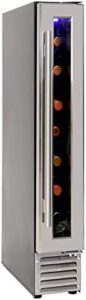 Koolatron 7 Bottle Slim 6 Inch Built-In Under-Counter Wine Fridge, Digital Touch Controls, Front-Venting Design, Stainless Steel Door Frame Wine Cooler