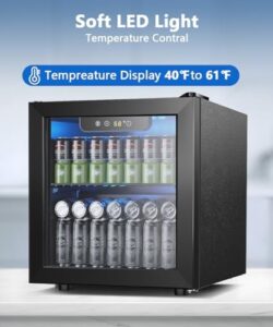 Joy Pebble Beverage Refrigerator Cooler - 1.3 Cu.Ft Mini Fridge Glass Door for Beer Drinks Wines,48 Can Freestanding beverage fridge Small Drink Dispenser with Adjustable Shelving for Home and Office
