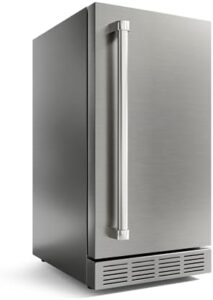 cureder 15 Inch Outdoor Refrigerator, Weather Proof Stainless Steel Beverage Beer Cooler Under Counter Fridge, Indoor/Outdoor Refrigerator with 3 Shelves for Patio Kitchen and Commercial Use