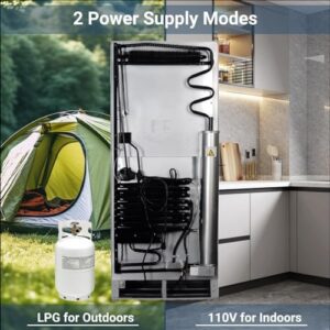 SMETA RV Propane Refrigerator with Freezer, Large Gas Propane Fridge RV Refrigerator Absorption Camping Dual Powered Electric 110V, 6.1 Cu.ft 2 Way Refrigerator for Garage Off Grid Living, White
