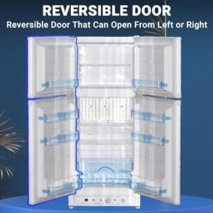 SMETA RV Propane Refrigerator with Freezer, Large Gas Propane Fridge RV Refrigerator Absorption Camping Dual Powered Electric 110V, 6.1 Cu.ft 2 Way Refrigerator for Garage Off Grid Living, White