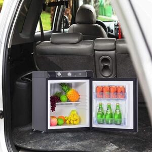 SMETA 3 Way Propane Fridge Electric Compact Refrigerator Mini Fridge for RV Camper Truck Trailer,LPG/110V/12V 1.4 Cu.Ft, Black